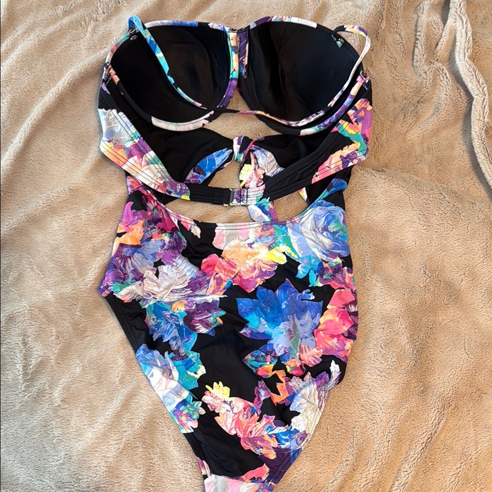 Floral Cut-Out One Piece Floral Swimsuit